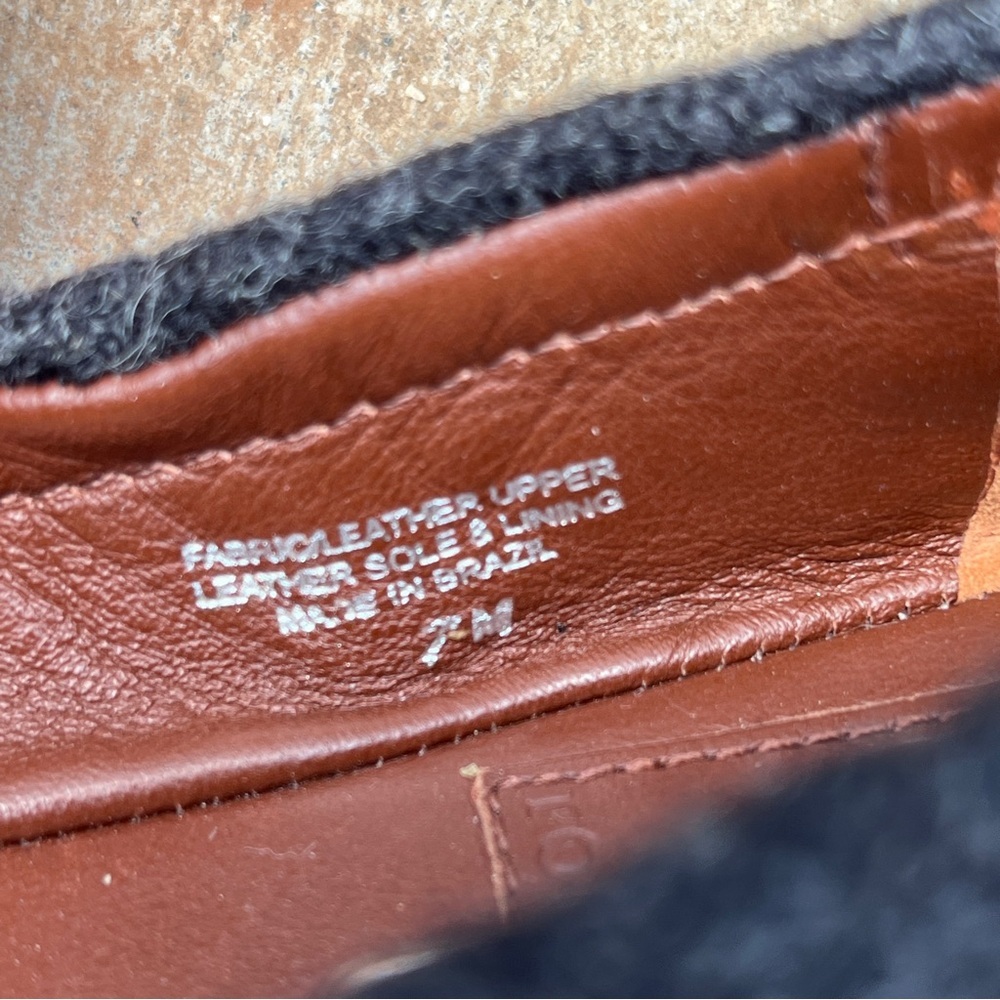 Tory Burch Flats Ambrose Wool Leather Navy Blue Gold Womens 7 - Picture 7 of 10